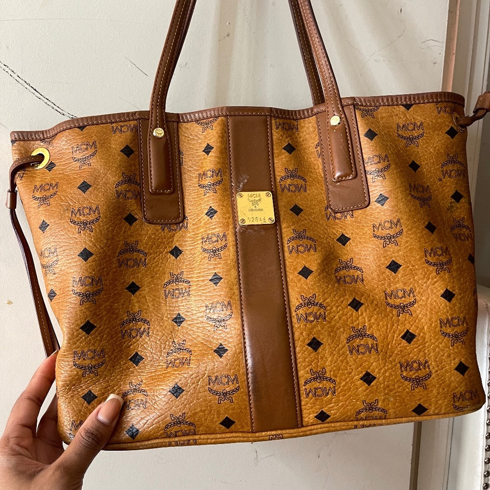MCM cognac tote bag